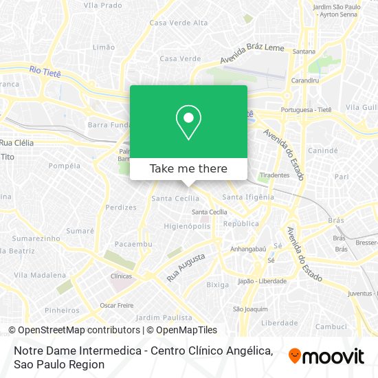 Mapa Notre Dame Intermedica - Centro Clínico Angélica