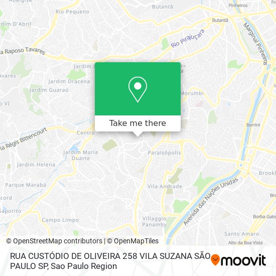 RUA CUSTÓDIO DE OLIVEIRA  258 VILA SUZANA  SÃO PAULO SP map