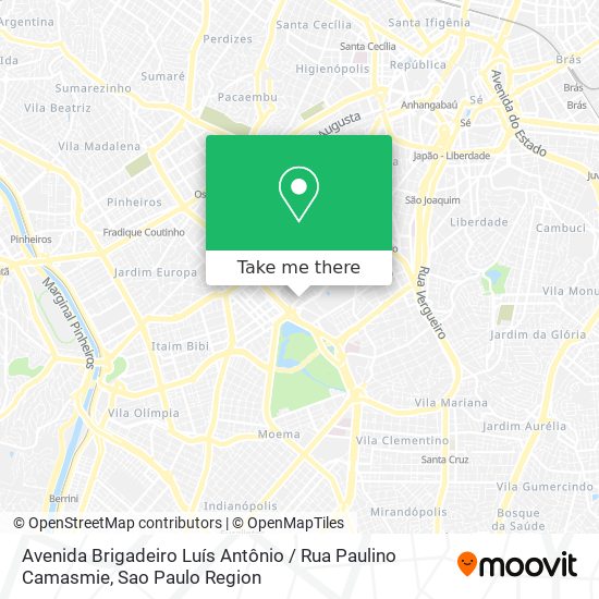 Mapa Avenida Brigadeiro Luís Antônio / Rua Paulino Camasmie