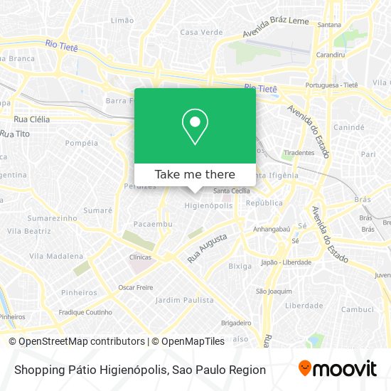 Mapa Shopping Pátio Higienópolis