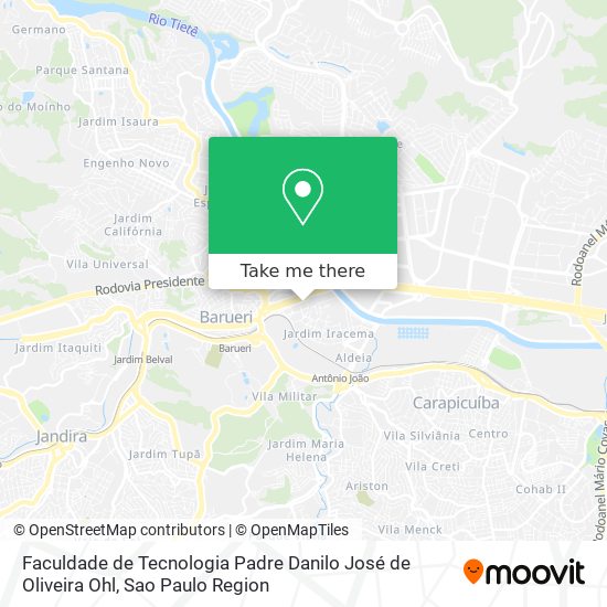 Mapa Faculdade de Tecnologia Padre Danilo José de Oliveira Ohl