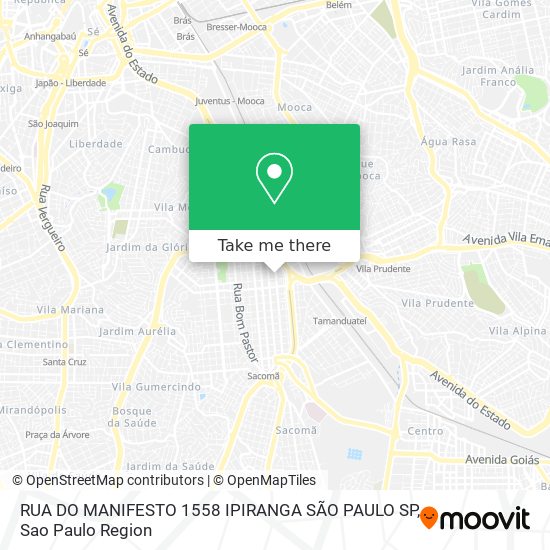Mapa RUA DO MANIFESTO 1558 IPIRANGA  SÃO PAULO SP