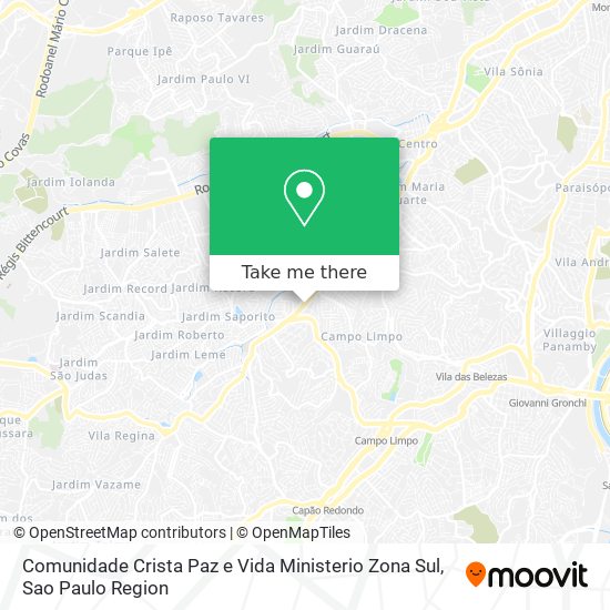 Comunidade Crista Paz e Vida Ministerio Zona Sul map