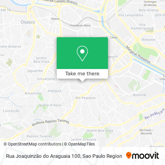 Rua Joaquinzão do Araguaia 100 map