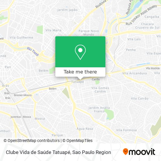 Clube Vida de Saúde Tatuapé map