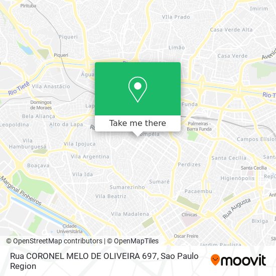 Mapa Rua CORONEL MELO DE OLIVEIRA 697