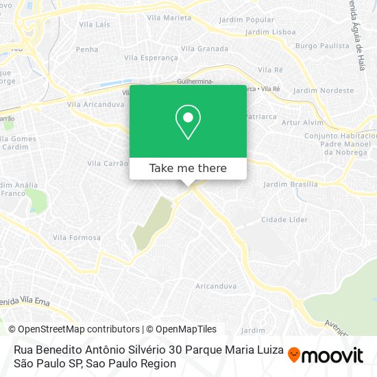 Mapa Rua Benedito Antônio Silvério  30   Parque Maria Luiza   São Paulo   SP