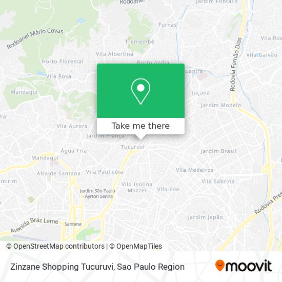 Mapa Zinzane Shopping Tucuruvi