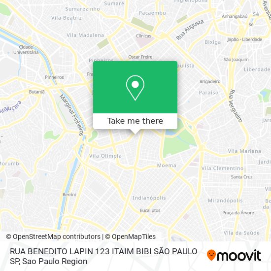 RUA BENEDITO LAPIN  123 ITAIM BIBI  SÃO PAULO SP map