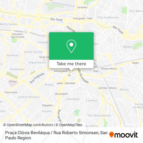 Mapa Praça Clóvis Beviláqua / Rua Roberto Simonsen