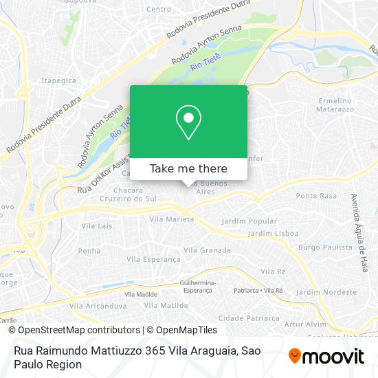 Mapa Rua Raimundo Mattiuzzo  365   Vila Araguaia