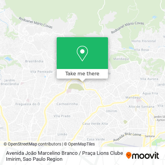 Mapa Avenida João Marcelino Branco / Praça Lions Clube Imirim