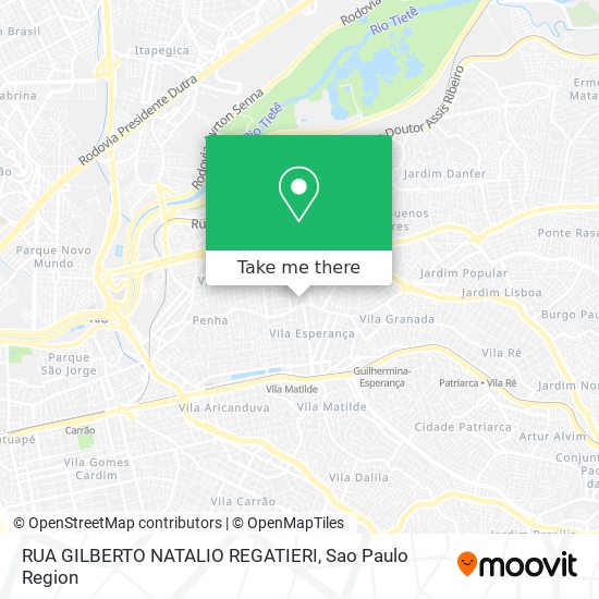 Mapa RUA GILBERTO NATALIO REGATIERI