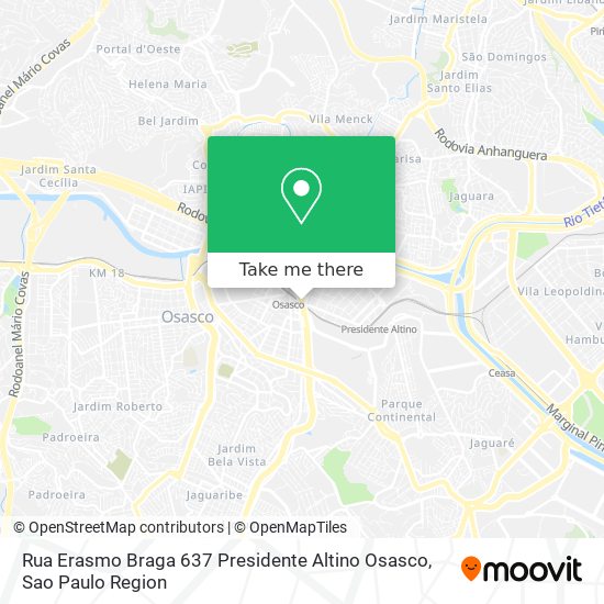 Mapa Rua Erasmo Braga  637  Presidente Altino  Osasco