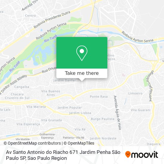 Mapa Av  Santo Antonio do Riacho  671   Jardim Penha   São Paulo   SP