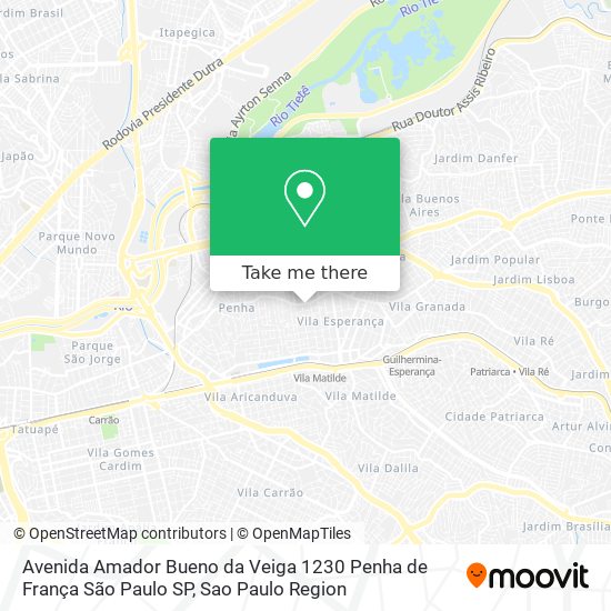 Mapa Avenida Amador Bueno da Veiga  1230   Penha de França   São Paulo   SP