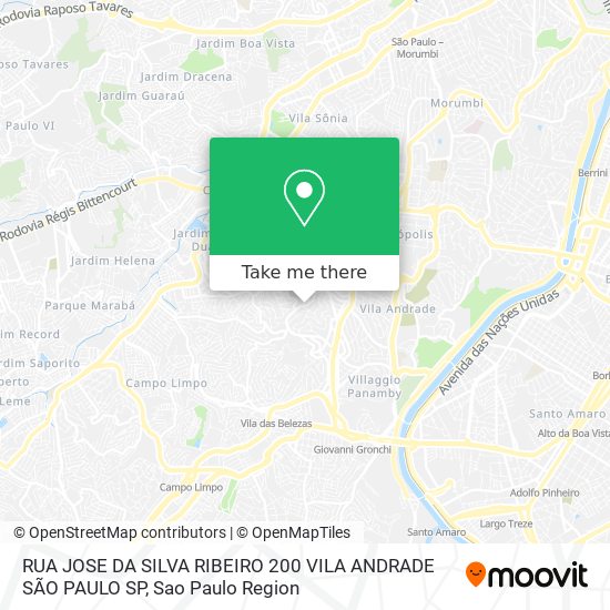 Mapa RUA JOSE DA SILVA RIBEIRO  200 VILA ANDRADE  SÃO PAULO SP
