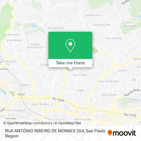 Mapa RUA ANTÔNIO RIBEIRO DE MORAES 264