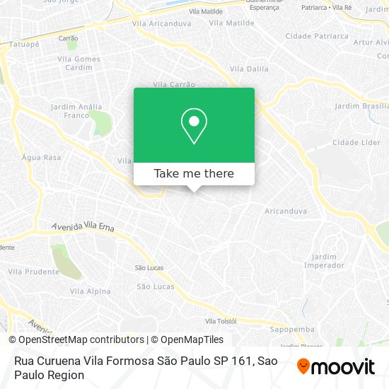 Mapa Rua Curuena   Vila Formosa  São Paulo   SP 161