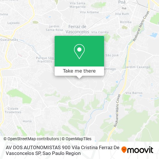 AV DOS AUTONOMISTAS  900   Vila Cristina   Ferraz De Vasconcelos   SP map