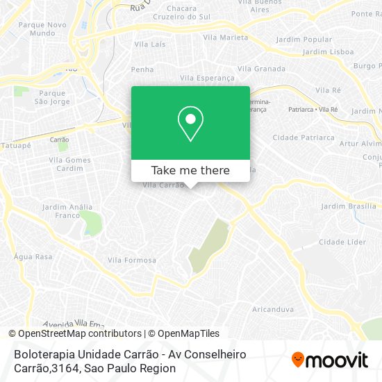 Mapa Boloterapia Unidade Carrão - Av Conselheiro Carrão,3164