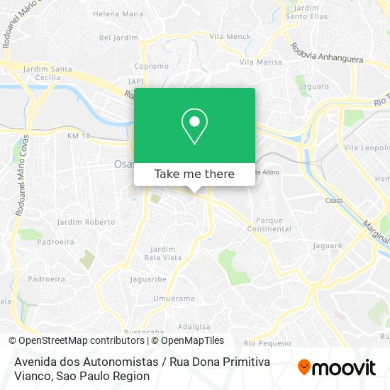 Avenida dos Autonomistas / Rua Dona Primitiva Vianco map