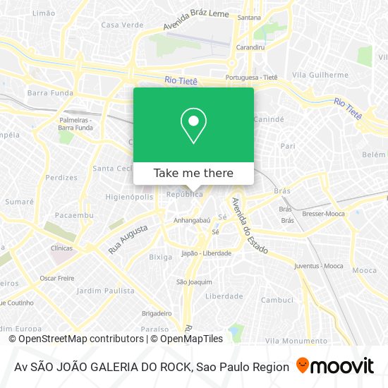 Mapa Av SÃO JOÃO    GALERIA DO ROCK