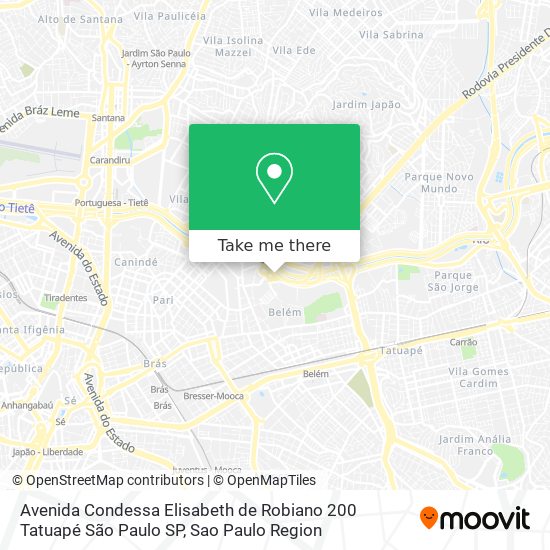 Mapa Avenida Condessa Elisabeth de Robiano  200   Tatuapé   São Paulo   SP