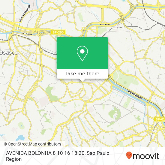 Mapa AVENIDA BOLONHA 8 10 16 18 20