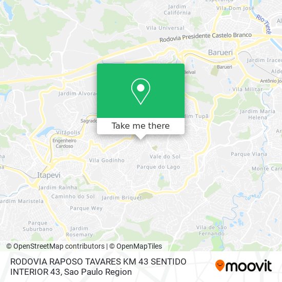 RODOVIA RAPOSO TAVARES KM 43 SENTIDO INTERIOR 43 map