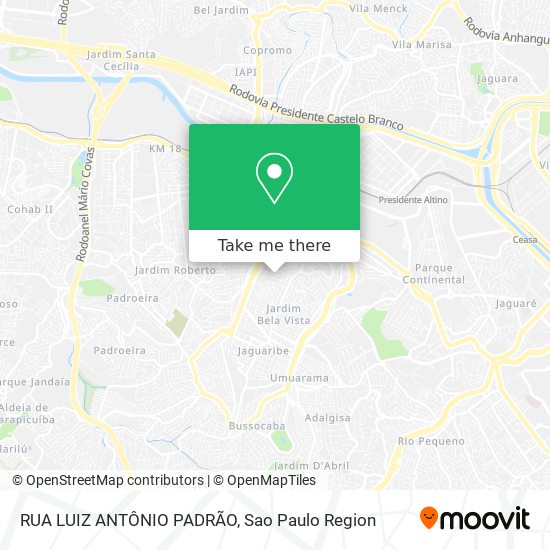 Mapa RUA LUIZ ANTÔNIO PADRÃO