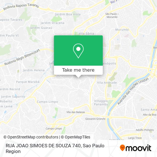 Mapa RUA JOAO SIMOES DE SOUZA 740