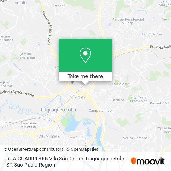 Mapa RUA GUARIRI  355   Vila São Carlos   Itaquaquecetuba   SP