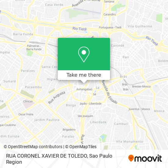 Mapa RUA CORONEL XAVIER DE TOLEDO