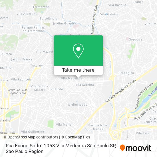 Rua Eurico Sodré  1053   Vila Medeiros   São Paulo   SP map