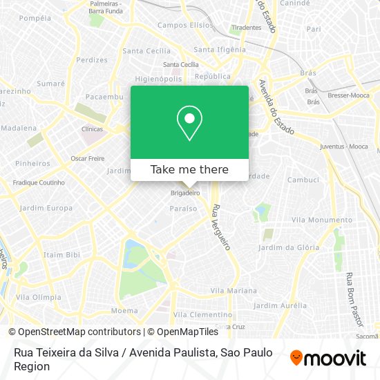 Mapa Rua Teixeira da Silva / Avenida Paulista