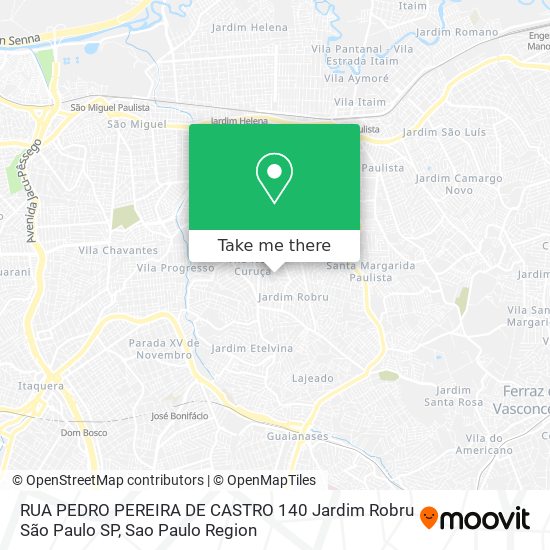 Mapa RUA PEDRO PEREIRA DE CASTRO  140   Jardim Robru   São Paulo   SP