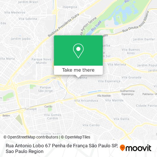 Rua Antonio Lobo  67   Penha de França   São Paulo   SP map