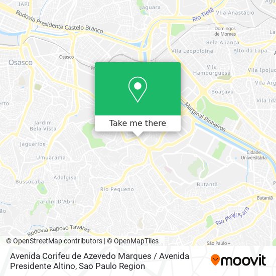 Mapa Avenida Corifeu de Azevedo Marques / Avenida Presidente Altino