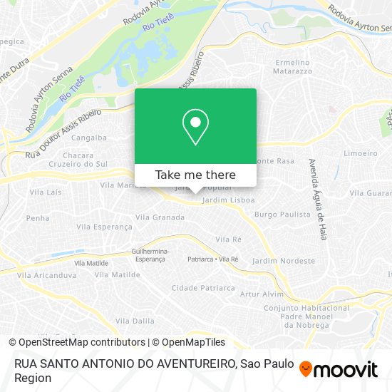 Mapa RUA SANTO ANTONIO DO AVENTUREIRO