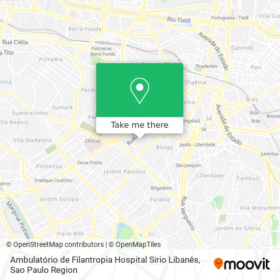 Ambulatório de Filantropia Hospital Sirio Libanês map