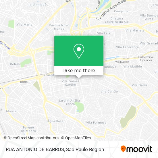 Mapa RUA ANTONIO DE BARROS