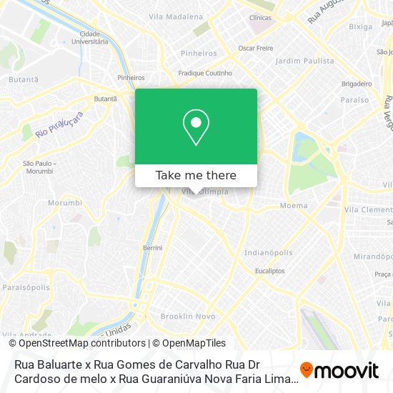 Mapa Rua Baluarte x Rua Gomes de Carvalho Rua Dr  Cardoso de melo x Rua Guaraniúva Nova Faria Lima   São