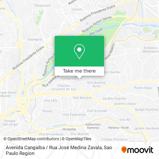 Avenida Cangaíba / Rua José Medina Zavala map