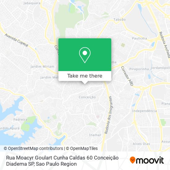 Mapa Rua Moacyr Goulart Cunha Caldas  60   Conceição   Diadema   SP