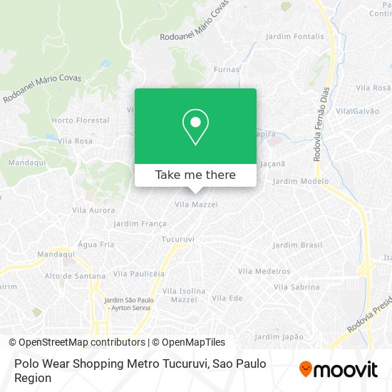 Mapa Polo Wear Shopping Metro Tucuruvi