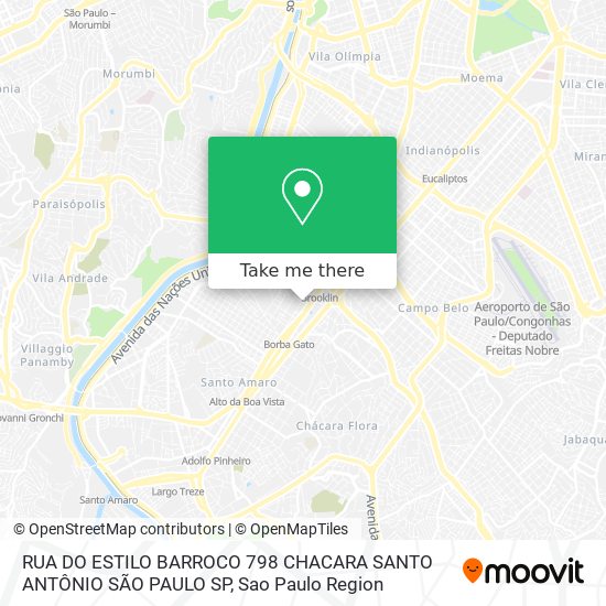 Mapa RUA DO ESTILO BARROCO  798 CHACARA SANTO ANTÔNIO  SÃO PAULO SP