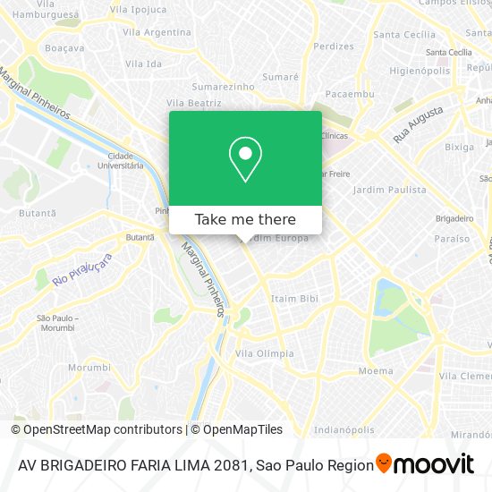 Mapa AV BRIGADEIRO FARIA LIMA 2081