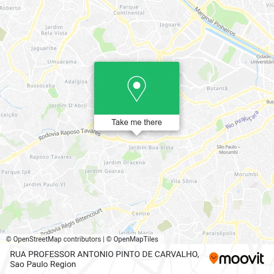 RUA PROFESSOR ANTONIO PINTO DE CARVALHO map