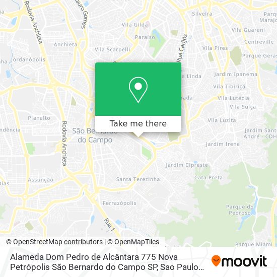 Mapa Alameda Dom Pedro de Alcântara  775   Nova Petrópolis   São Bernardo do Campo   SP